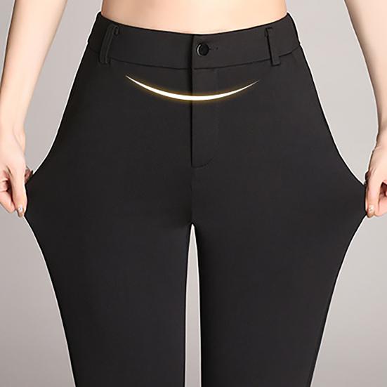 Women Trouser Flared Style High Waist Solid Colors Elastic Formal Long Stretch Office Lady Trouser for Office