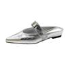 Fashion Spring Autumn 2025 Pointed Toe High Heels Women's French Style Slip-On Strap Shoes Matching Low Rubber Fashionable Slippers
