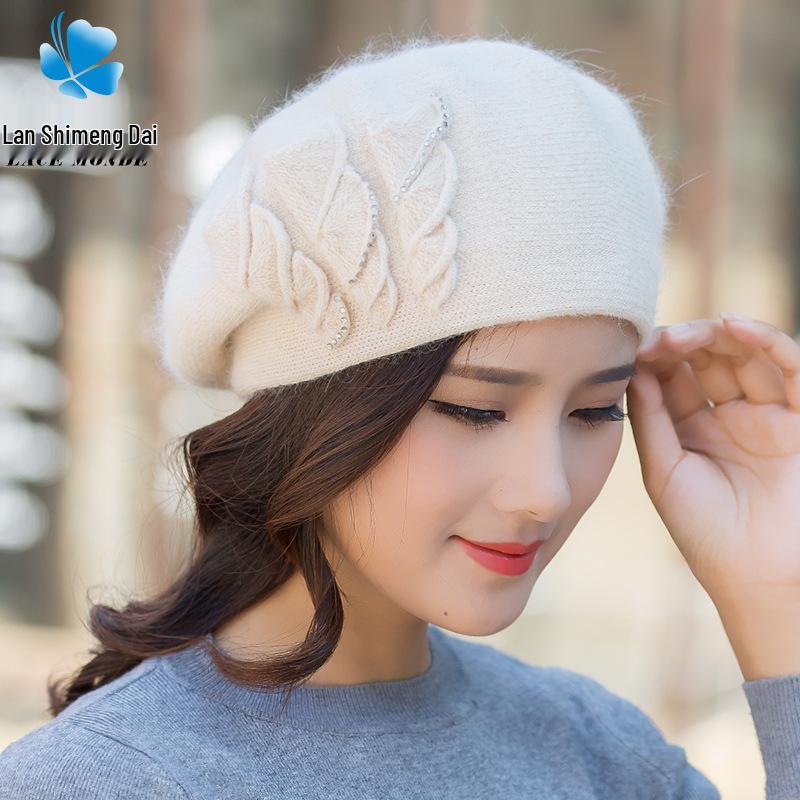 

Осень/Зима Новая Шерсть Женский Корейский Стиль Двухслойный Берет из Кроличьего Меха One Size (Adult 55-58cm) бежевый