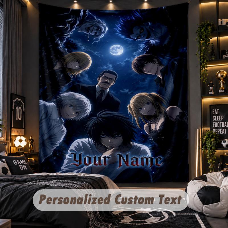 Personalized Wall Tapestry,Death Note Custom Printed Name, Fabric Wall Art For Indoor Room Backdrop