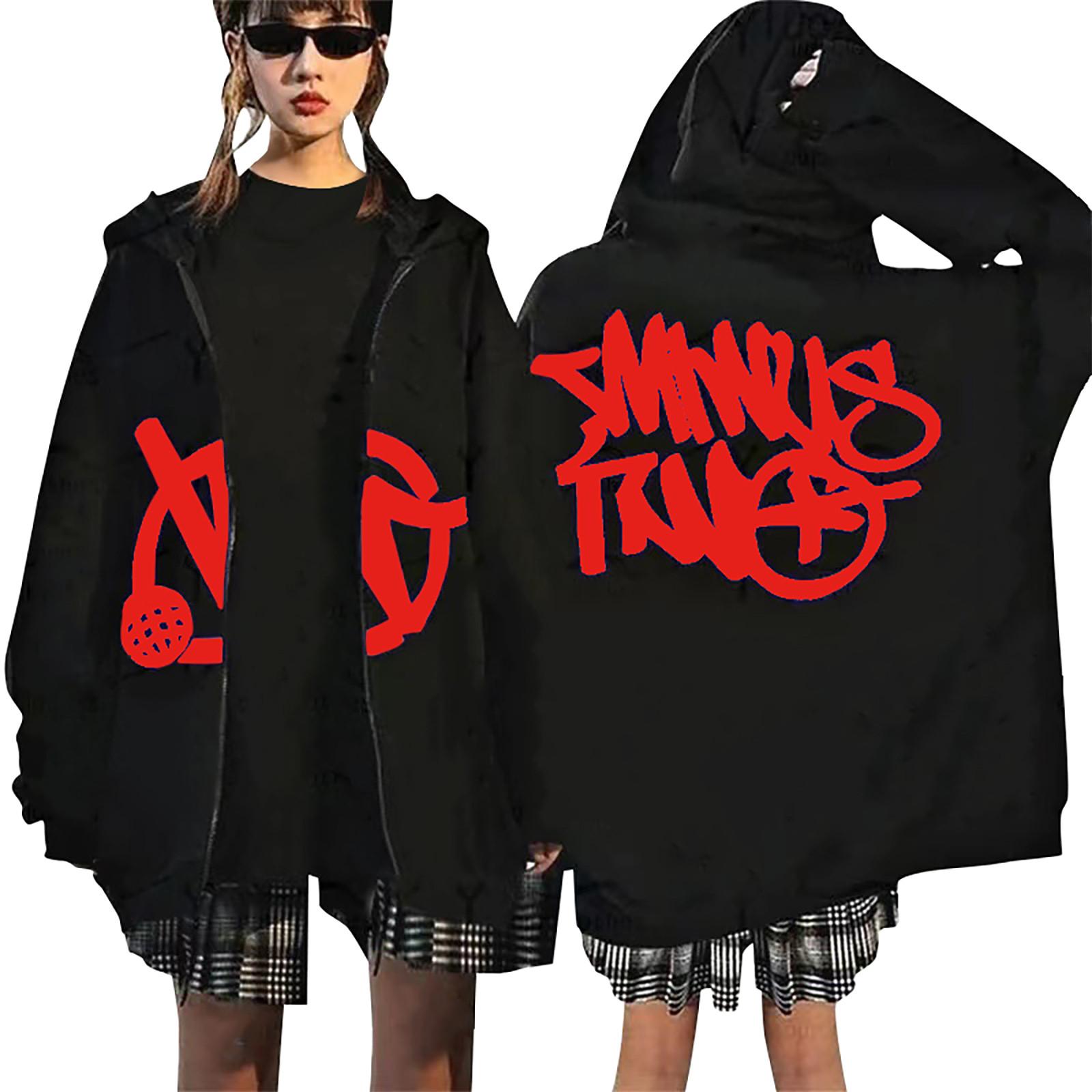 Женские повседневные толстовки с длинными рукавами и принтом, толстовки на молнии, карманное пальто M красный