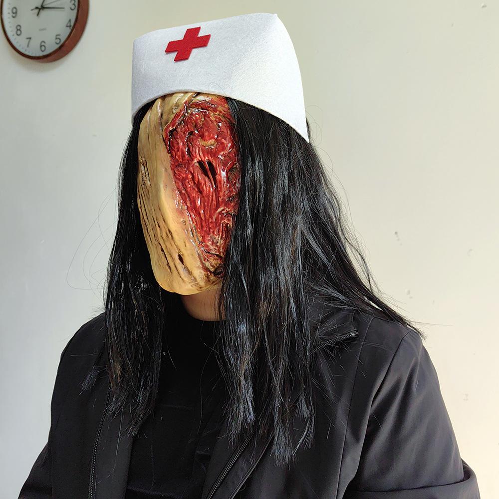 Creepy Silent Hill Nurse Mask Cosplay Horror Zombie Monster Demon Ghost Face Latex Helmet Halloween Carnival Party Costume Props