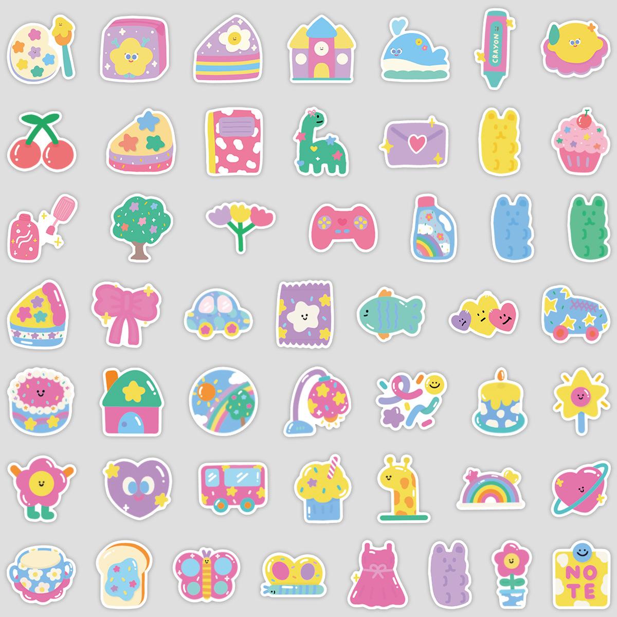 

50 Расписанных вручную милых мелочей Граффити наклейки DIY Декоративный набор для ручного аккаунта, чемодана, блокнота, водонепроницаемые декоративные наклейки