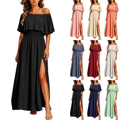 Robe de plage de couleur dénudée pour femme avec taille élastique