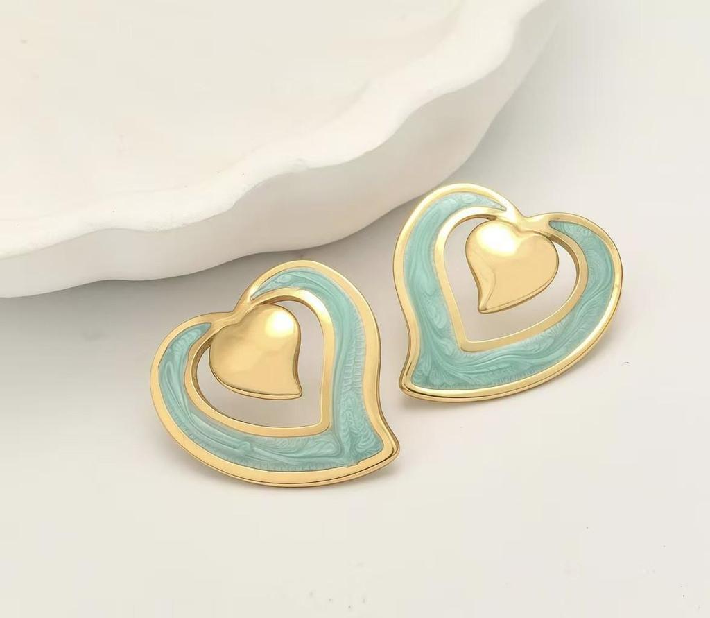 Contemporary Irregular Drip Oil Heart Earrings