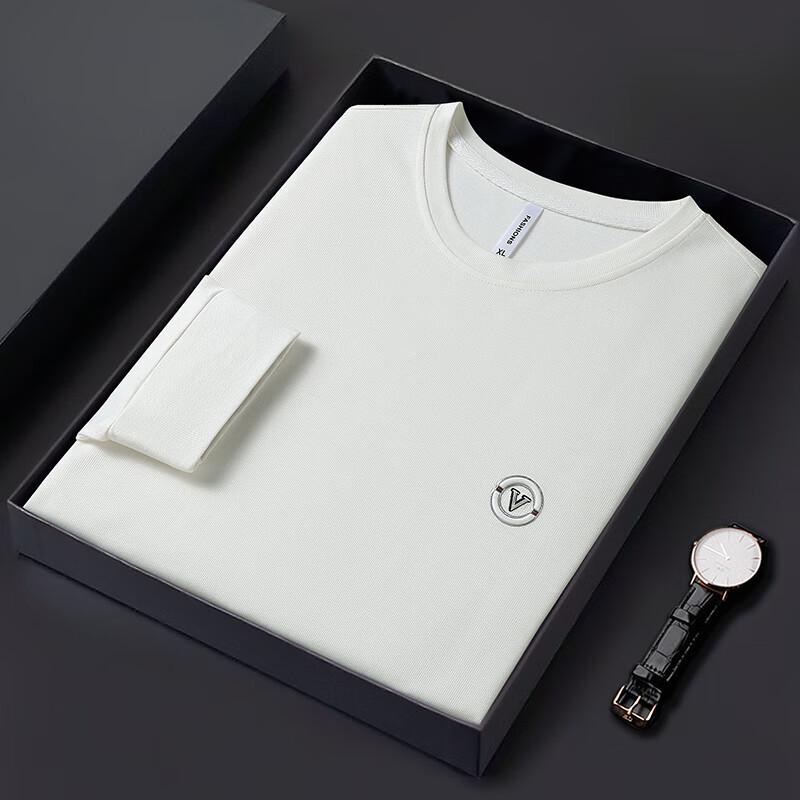 Dibenze Men's Plus Size Solid Long-Sleeve Crewneck Sweatshirt