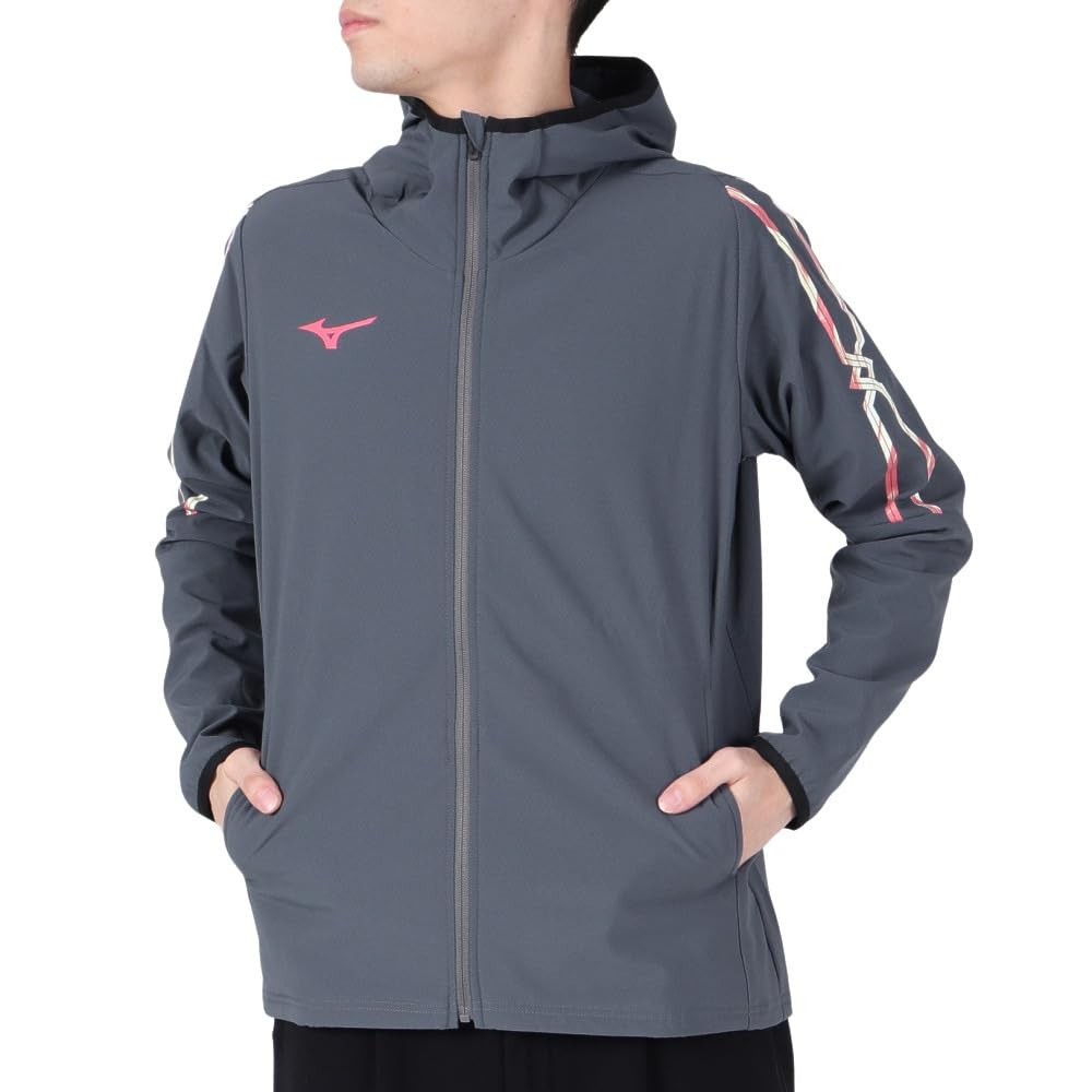 Mizuno Tech Shield Training Ombre Blue Size S MC-LINE Jacket, Windproof, Stretch, Water-Repellent, Gray/Hibiscus Pink, (32MCA653)