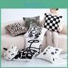 Checkered Flower Zebra Line Tiger Pattern Plush Cushion For Bedroom Lounge And
