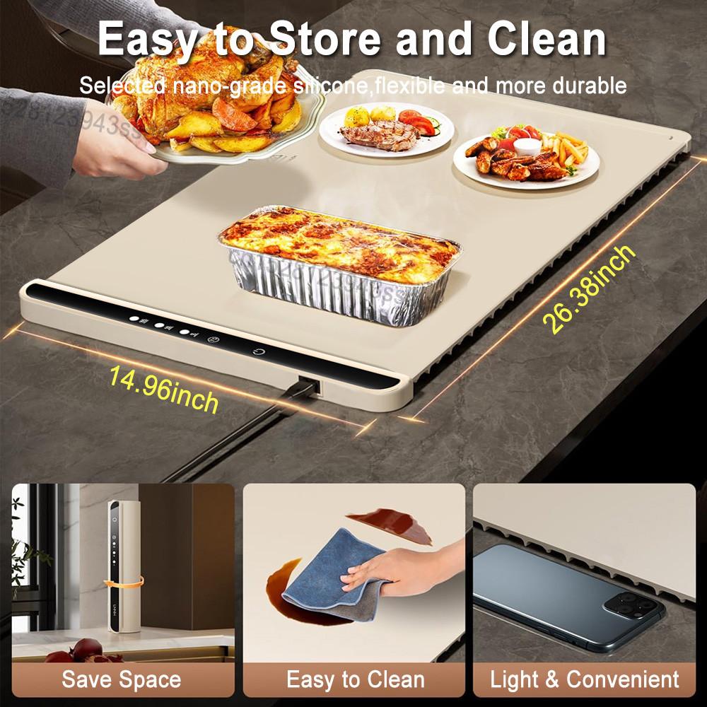Foldable Electric Warming Tray Portable Smart Food Fast Heating Mat Household Electric Food Warmer Plate