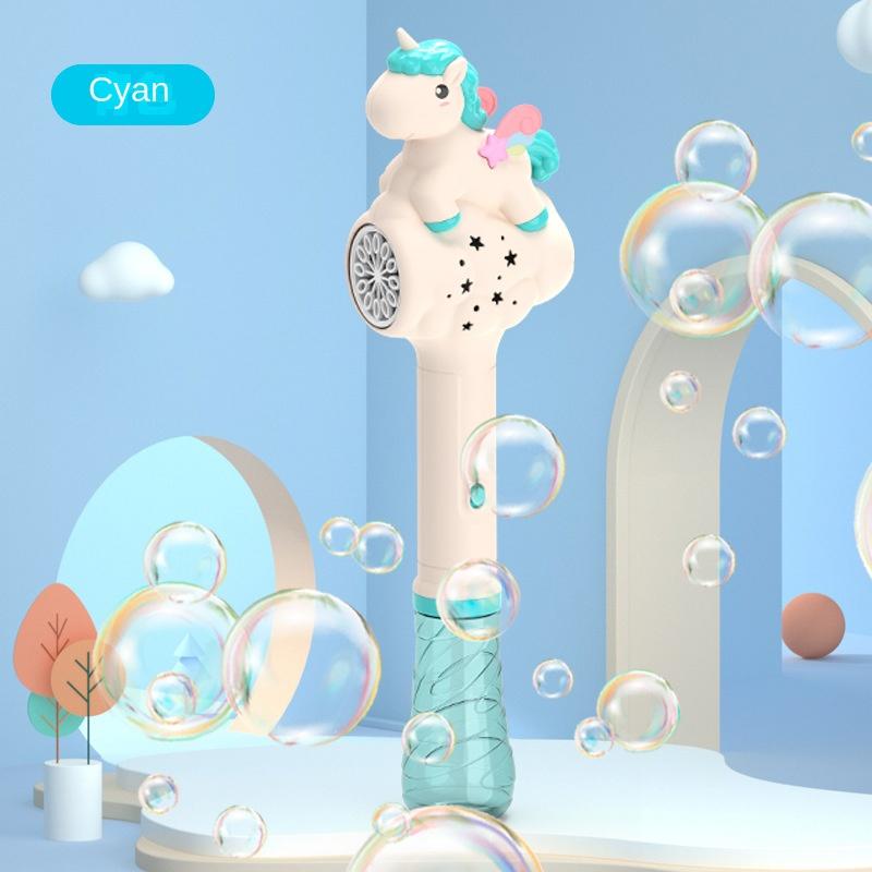 Non-Toxic Christmas Unicorn Electric Bubble Gun Kids Toy Bubbles Machine Automatic Soap Blower With Light Outdoor Party Games Children