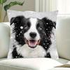 1pc Pillowcase, a Border Collie with Snowflake Print Pillowcase, Soft and Smooth-touch Polyester Short Plush Fabric, Single-sided Printed Pattern, 45c