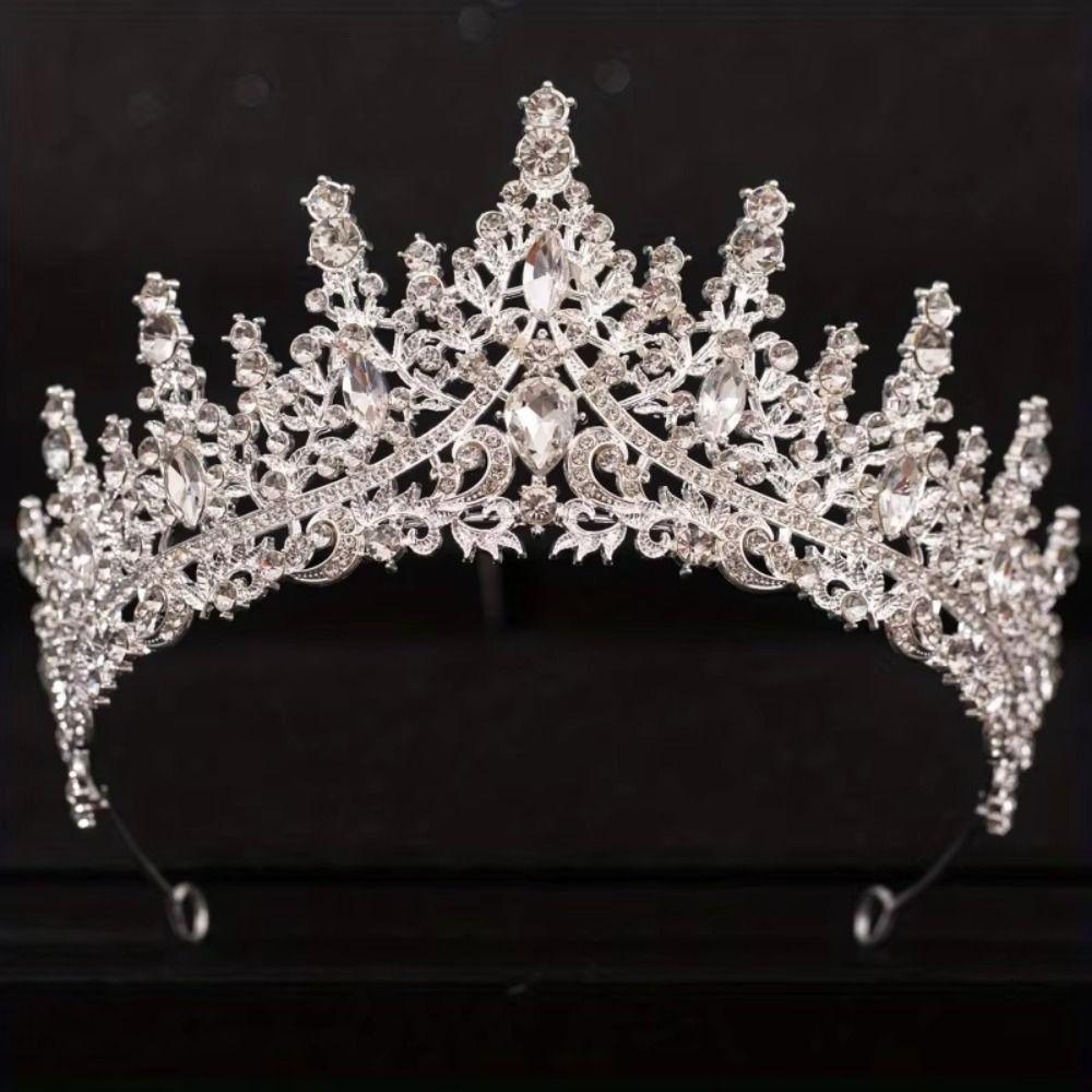 Hair Jewelry Baroque Crystal Crowns Shiny Ornament Princess Crown Rhinestone Diadem  Wedding