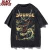 Big Size TShirt For Man Japanese Samurai Style Tee Shirt Mens Short Sleeve Top ONeck Loose Tshirt Hip Hop Streetwear P