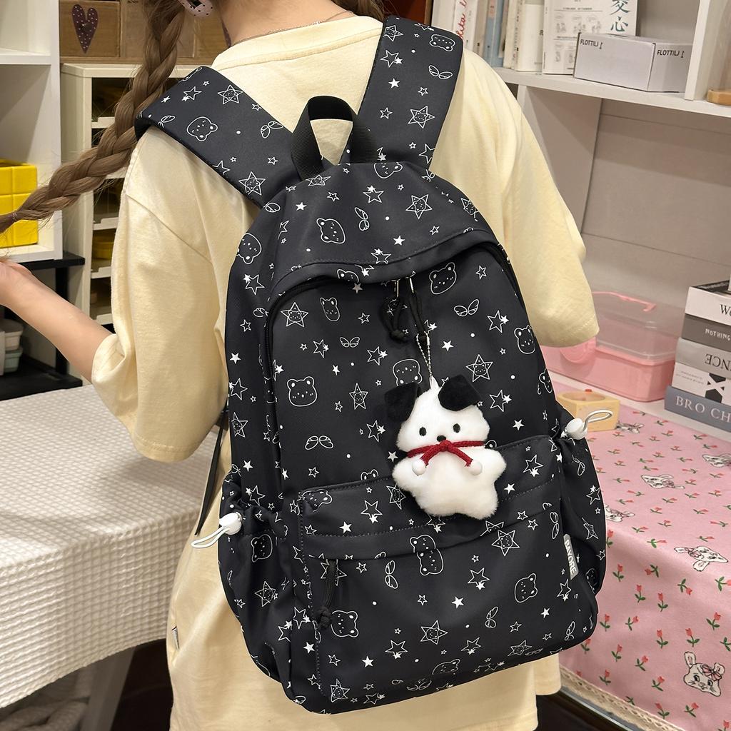 Schoolbag College Wind Large Capacity Burden Reduction Fashion School Bag Junior High School Student Backpack Design Sense Women's Simple Backpack
