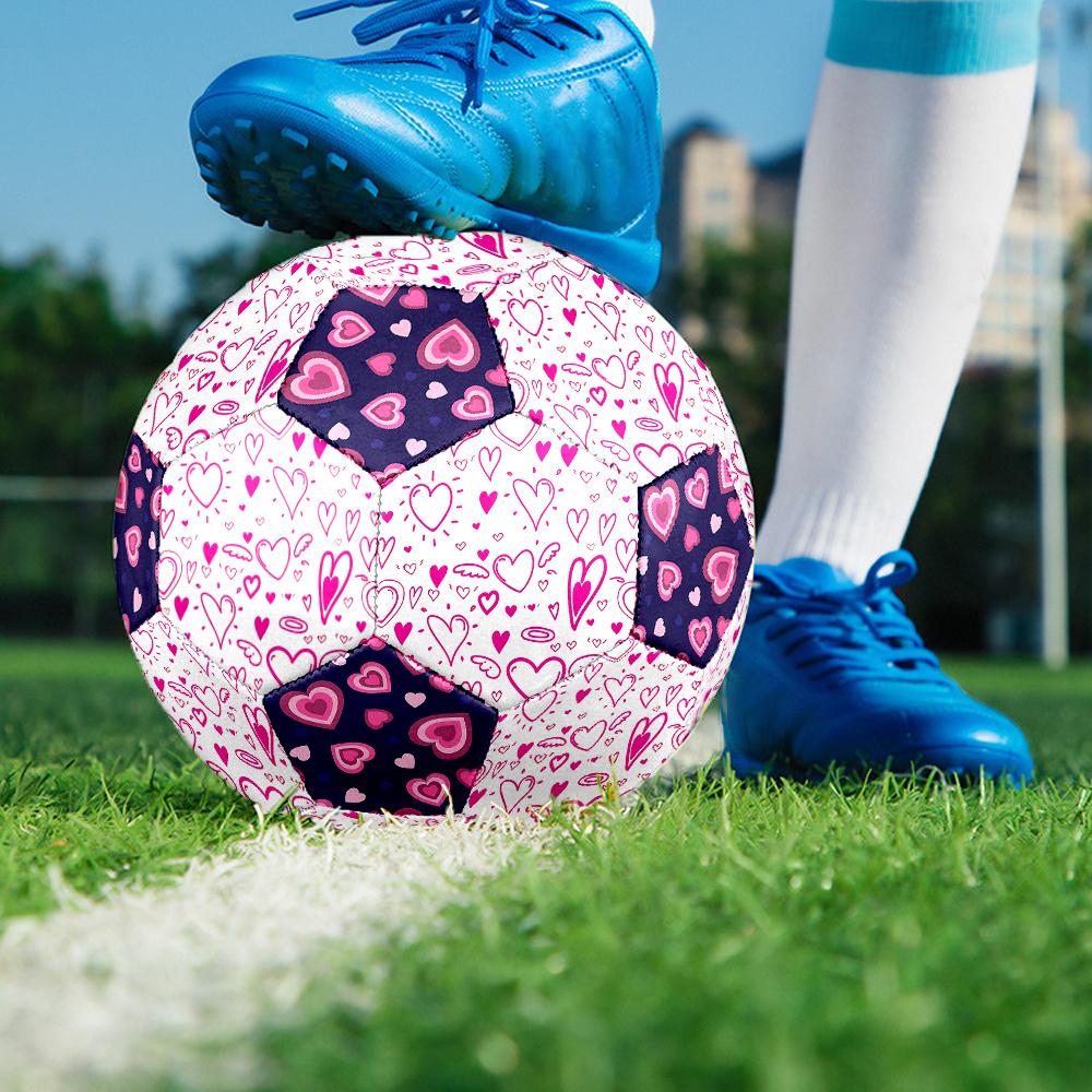 1PC Pink Hearts Soccer Ball Size 5 Football Machine Sewn Indoor/Outdoor Universal Football A89