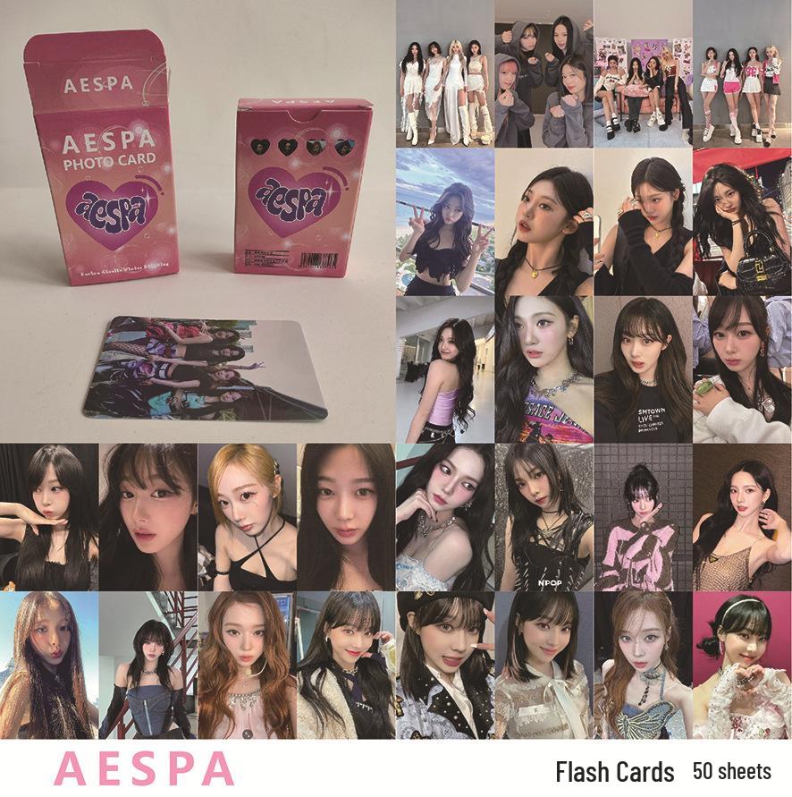 Aespa K-Pop Photocard Box: 50 Holographic Sparkle Cards Aespa