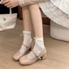 Version cuir souple~ Chaussures Mary Jane à bout carré français pour femmes 2025 nouveau tempérament belles talons hauts à talons épais chaussures simples noires