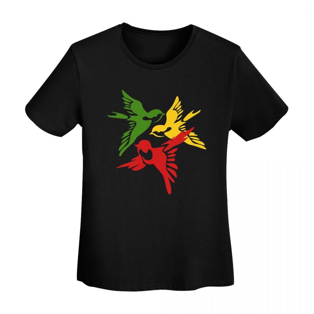 Kawaii Tre Uccellini Reggae T-shirt Donna Manica Corta T-shirt Girocollo Abbigliamento Cotone Estate Magliette Streetwear