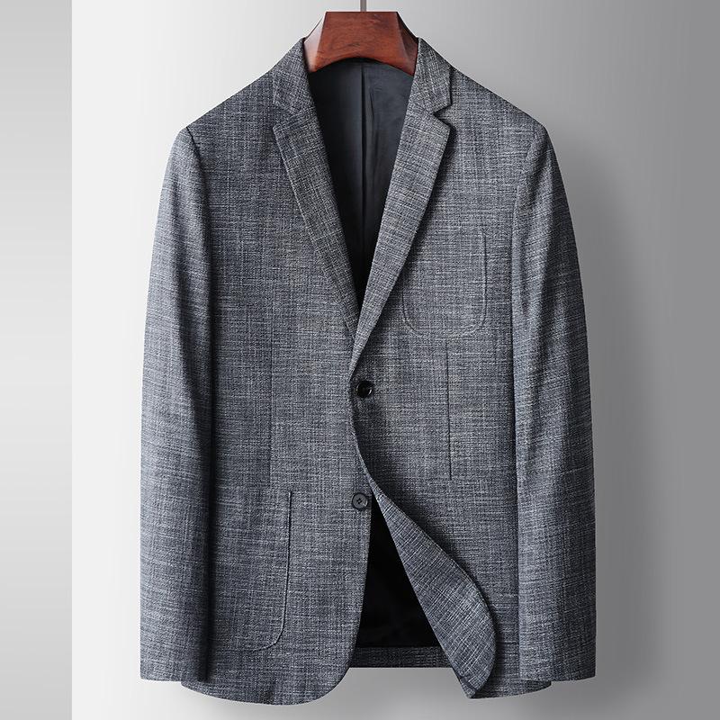 

Весна и осень итальянский хлопок и лен текстура Single West новый молодежный легкий роскошный деловой пиджак 180 серый