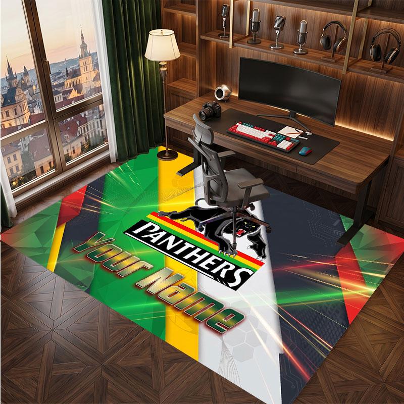 Penrith Panthers Personalized Crystal Velvet Carpet, Customized Name Text Soft Anti‑Slip Rug for Living Room Bedroom