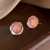 Transparent Pink Resin Rose Stud Earrings - Simple, Versatile, and Sweet Niche Accessories