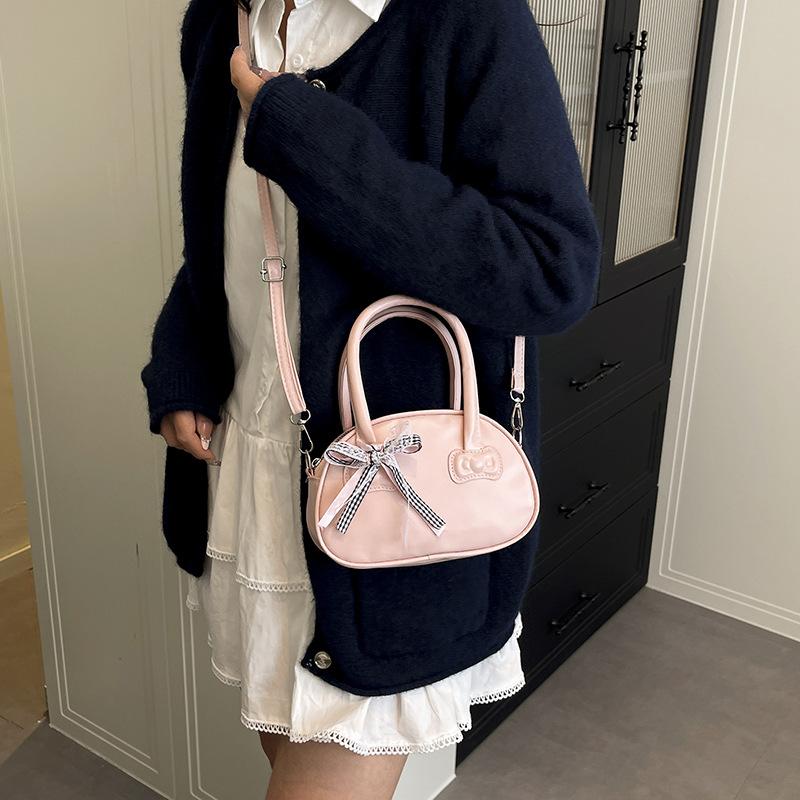 Sweet Bow Portable Small Bag Women's 2025 New Fashion Commuter Bowling Bag Summer Versatile Messenger Bag