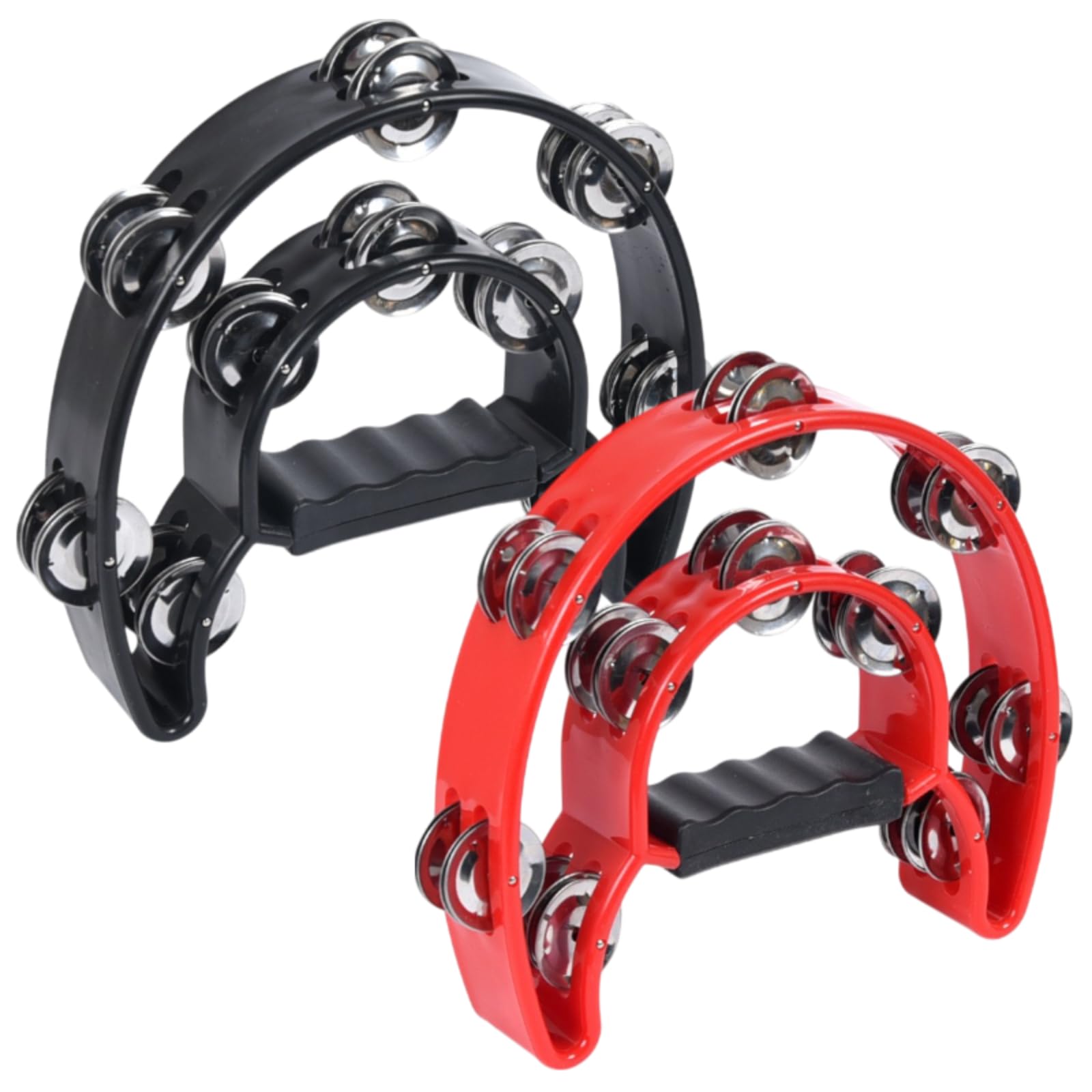 

sonea Tambourines, Semicircular, 2-Piece Set, Red and Black, for Musical Instruments, Percussion, Karaoke, and More