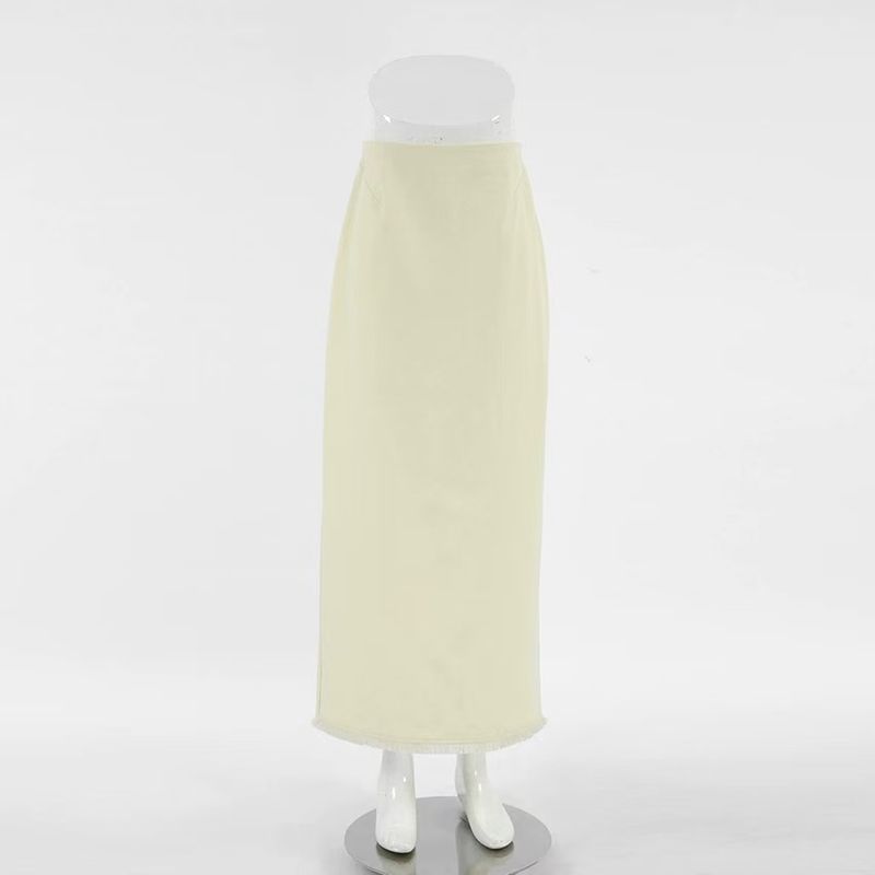 

Fashion Style Fashion High Waist Temperament Slit Slim-Fitting Sheath Skirt High Waisted Split Skirt Khaki L