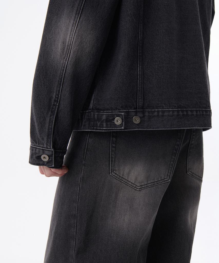 Musinsa Standard Big Brush Relaxed Denim Trucker Jacket [Black]
