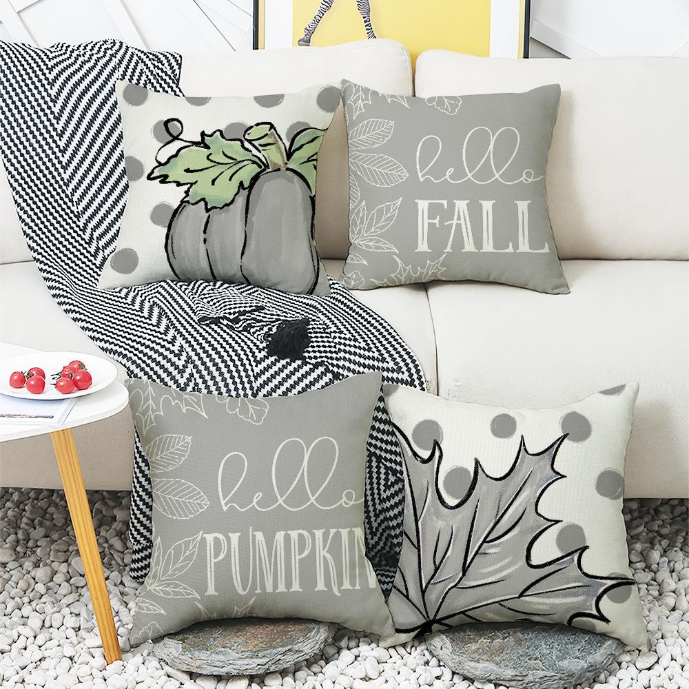 New Style Pillow Case for Home Living Room Bedroom Sofa Decoration Printed Letter Pillow Case Pumpkin Maple Leaf Element