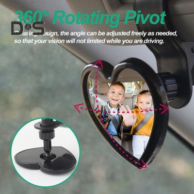 Specchietto Retrovisore Universale da Interno Auto a Forma di Cuore per Bambini, Specchietto Convesso Grandangolare per Passeggeri Posteriori, Attacco Stabile per Specchietto Retrovisore