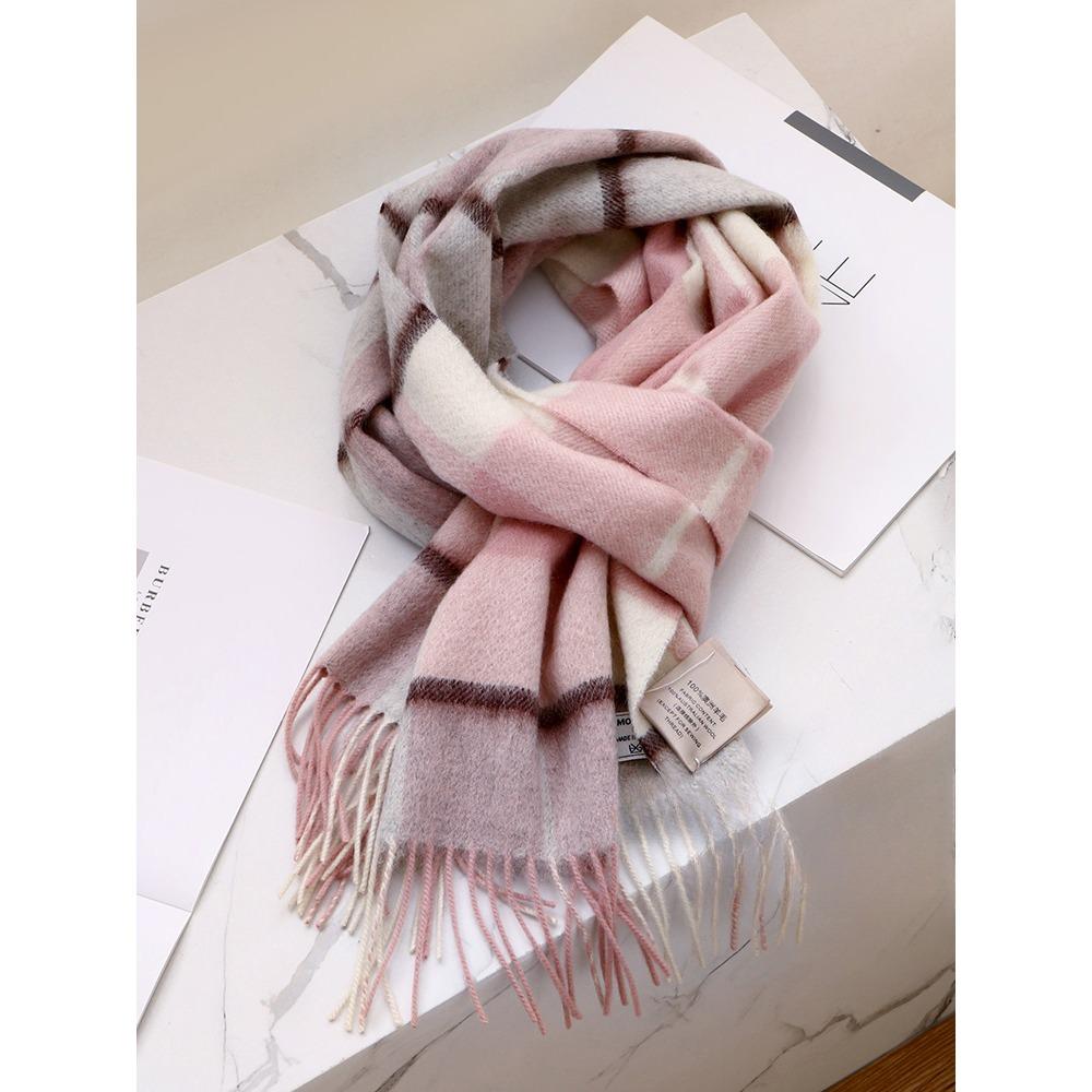 Лучшие товары в Великобритании 100% шерстяной клетчатый шарф женский зимний студенческий — фото 12