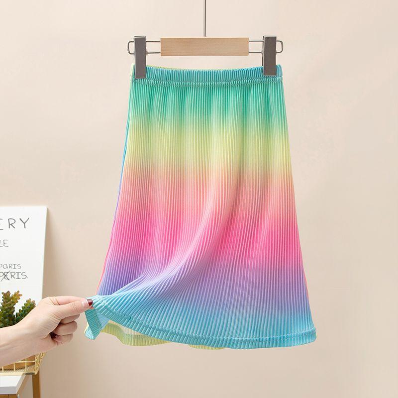 Girls' Half Length Skirt Summer New Style Girls' Versatile Short Skirt Mid To Large Children's Summer Dress Pleated Skirt