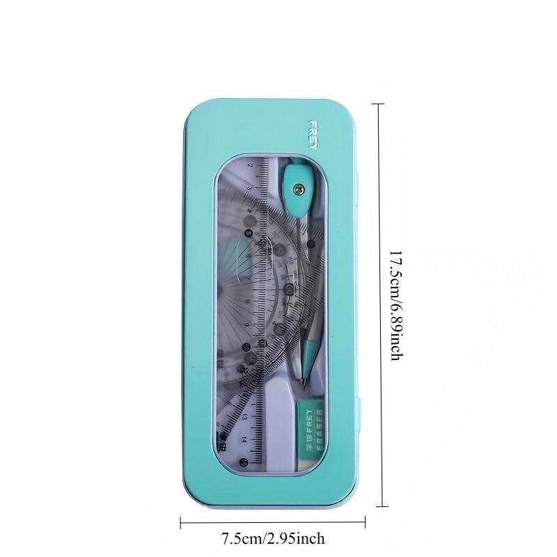 1Set of 7-In-1 Measurement And Drawing Tool Set -  Suitable for Students, Including Compasses, Protractors, Rulers And Erasers.