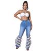 6935 European Style High Waist Micro Flare Denim Pants for Women