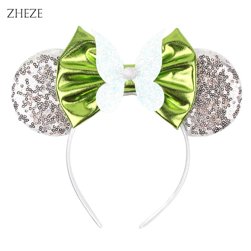 Disney Mickey Uszy Opaska z Cekinami 5" Kokarda Zamek Fajerwerki Opaska do Włosów Dla Dziewczynek Dzieci Featival Impreza DIY Akcesoria do Włosów