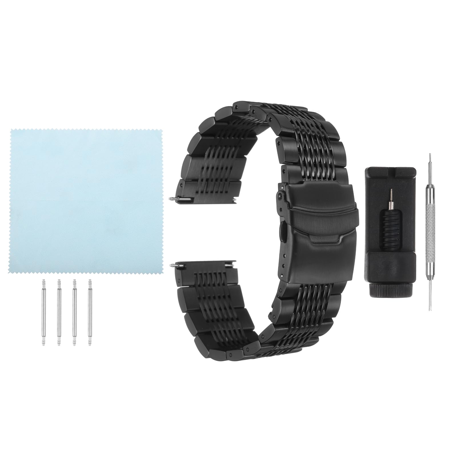 

[uxcell] 24mm Quick Release Metal Watch Strap Double Lock Deployment Clasp Replacement Band Stainless Steel Mesh Watch Band for Men and Women Black