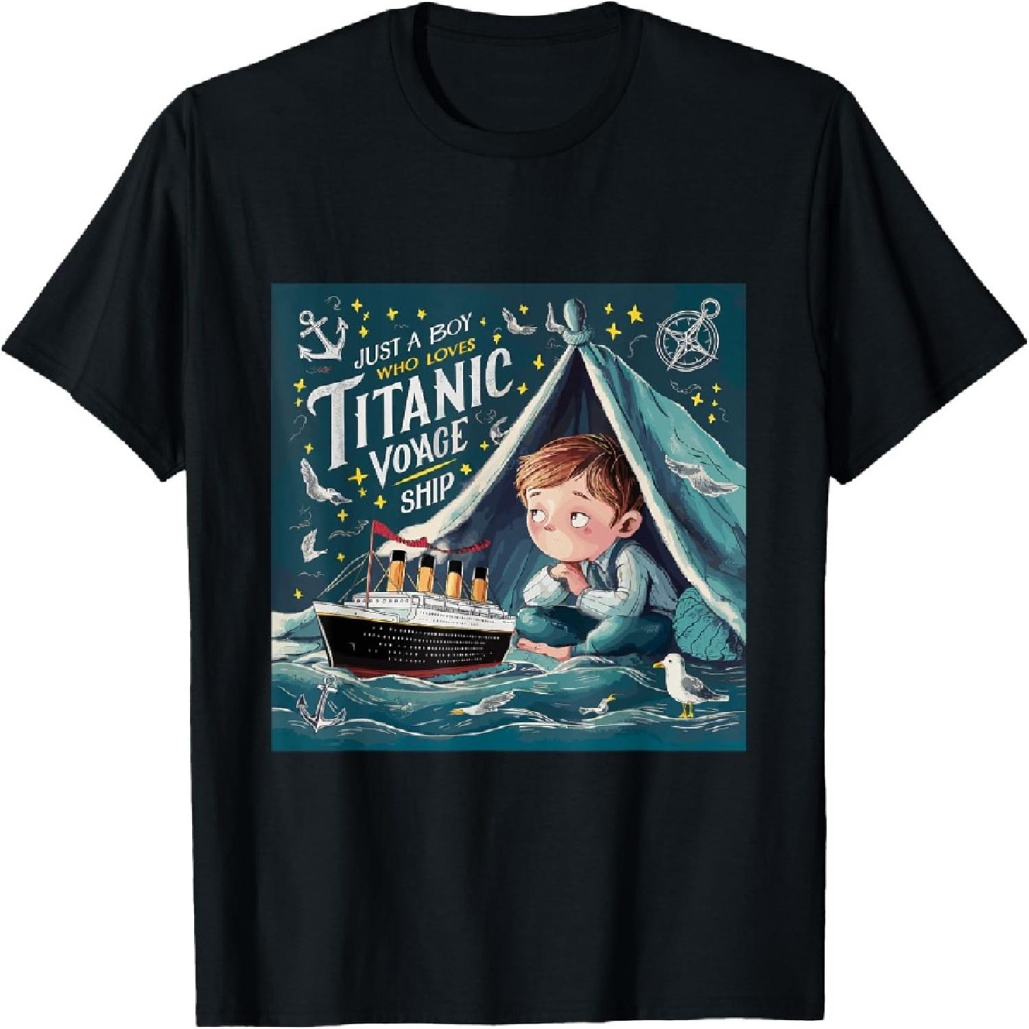 

Just A Boy Who Loves Titanic Voyage Ship Boys Toddler Kid T-Shirt XXXXXL чёрный