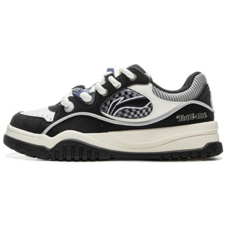 

новые мужские кеды LiNing с низким верхом, противоскользящие, износостойкие, для скейтборда, черно-белые 39.5