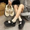 College style solid color bow spring new round head cute single shoes student small leather shoes