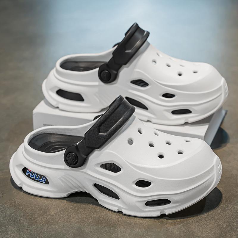 Men's New Comfortable and Trendy Fashion Daily Casual Round Head Thick Sole Color Matching Hole Shoes Breathable Bag Head Men's Shoes