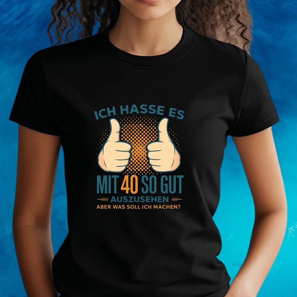 T-Shirt Frauen 40 Geburtstag Motiv Baumwolle Größe S bis 3XLWird in neuem Fenster oder Tab geöffnet