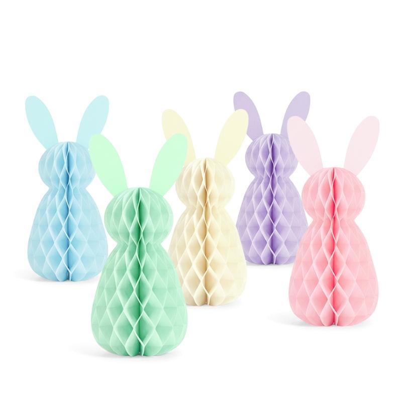 5Pcs Easter Hare Honeycomb Decorations Foldable Paper Honeycomb Ornament for Tabletop Ceiling Display Home Decoration 1