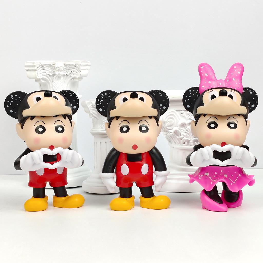 Crayon Shin Chan Pvc Figurine With Removable Mickey And Minnie Headgear For Collectors And Fans
