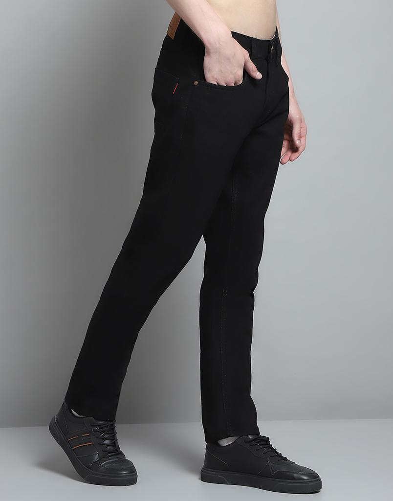 MONTE CARLO Herren Einfarbig Schwarz Mittelhoch Regular Fit Jeans