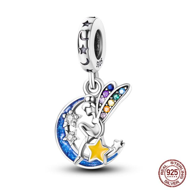 Prawdziwe 925 Sterling Silver kolorowy motyl sowa wróżka wisiorki koraliki Fit Fasion 925 oryginalne bransoletki naszyjniki Fine DIY biżuteria