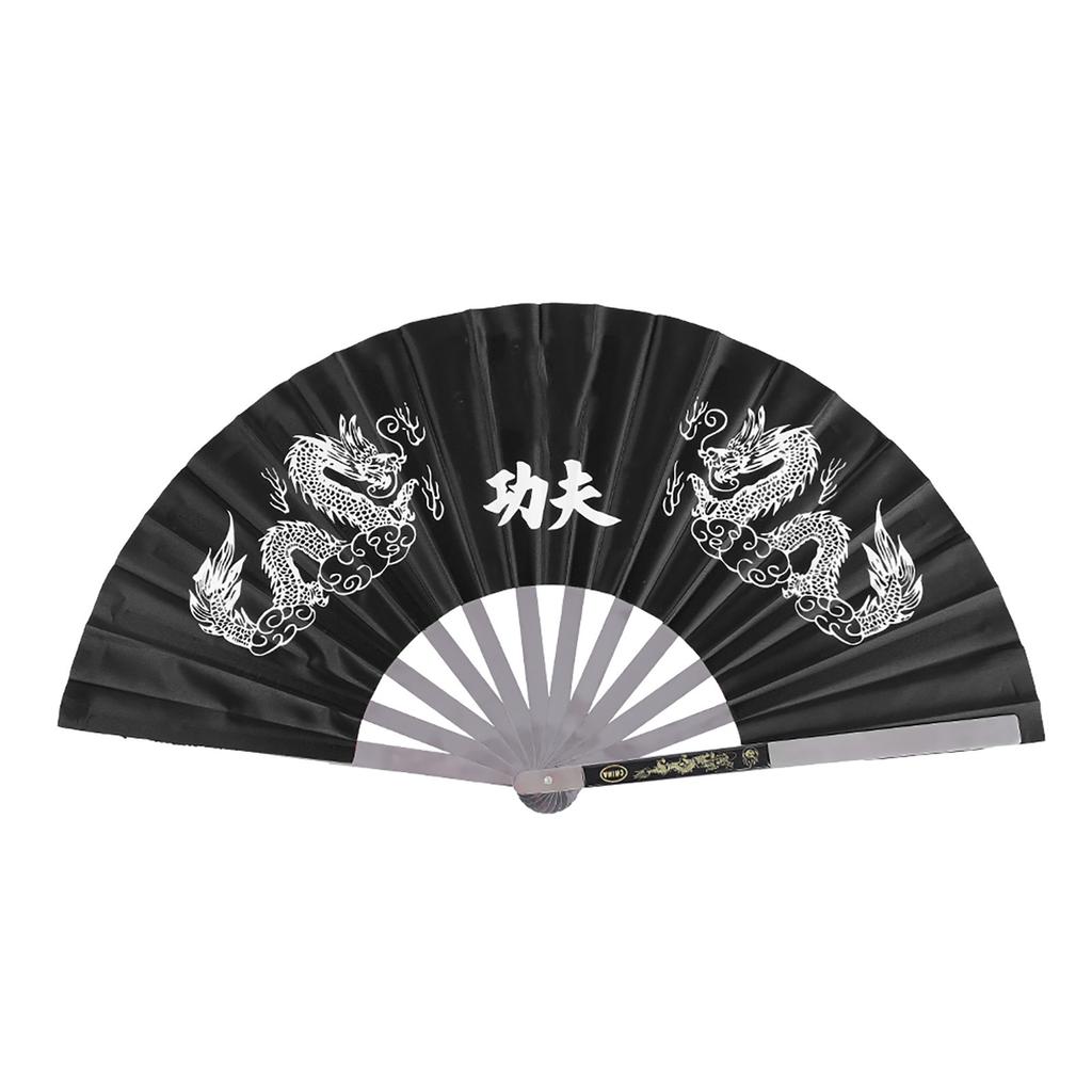 Stainless Steel Tai   Martial Arts Kung Fu Dance Practice Training Performance Fan Black