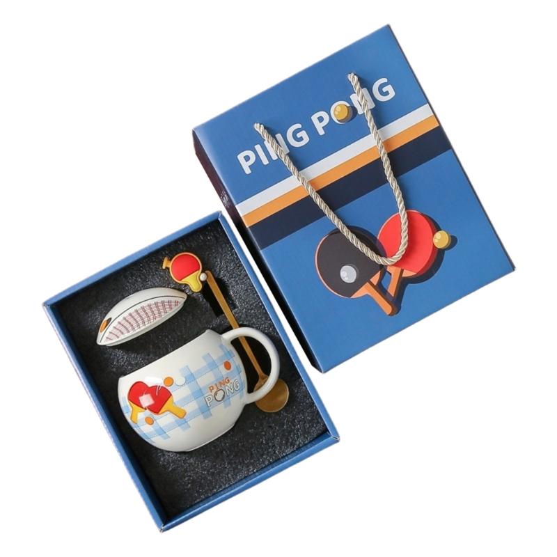 

Office Ceramic Mugs 420ml Table Tennis Themed Sports Collectible In Elegant Gift Box With Comfortable Grip For Daily Use белый