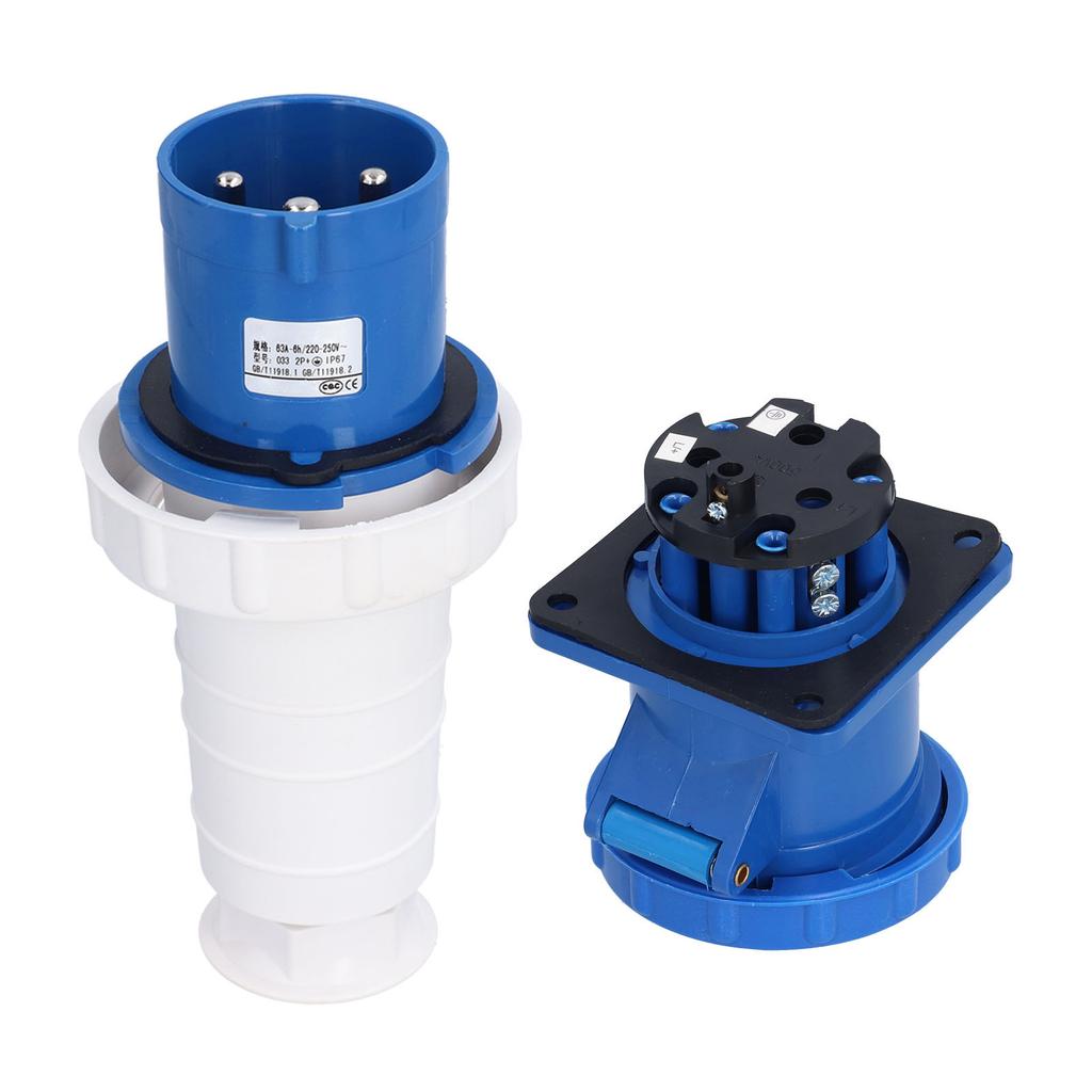 Industrial Plug & Socket Set 220250V 63A 2P+E IP67 Waterproof Connector Concealed Socket 3 Pin