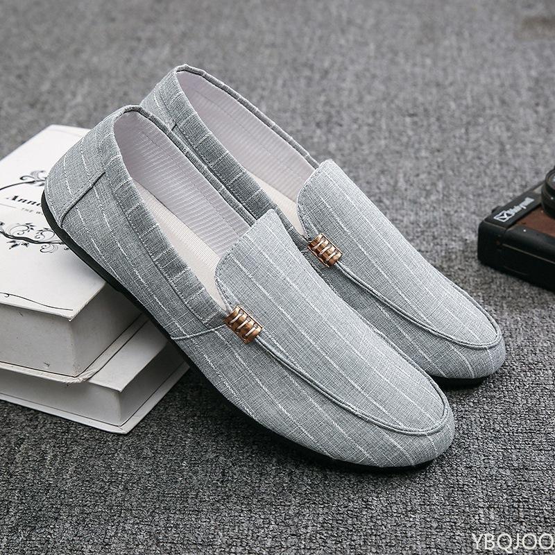 Mens Non Slip Loafers Breathable Driving Shoes Casual Plus Size Shoes Walking Canvas Flats Non Slip Moccasins Slippers Zapatos